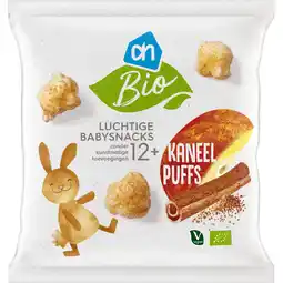 Albert Heijn AH Biologisch Luchtige babysnacks kaneel puffs 12m+ aanbieding