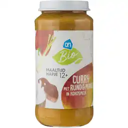 Albert Heijn AH Biologisch Curry met rund en mango in kokos 12m+ aanbieding