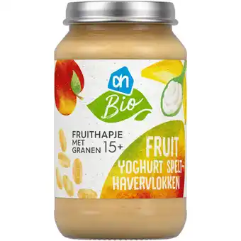 Albert Heijn AH Biologisch Fruithapje yoghurt spelt en haver 15+ aanbieding
