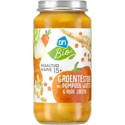 Albert Heijn AH Biologisch Maaltijdhapje groentestoof pompoen 15+ aanbieding