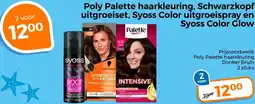 Trekpleister Poly Palette haarkleuring, Schwarzkopf uitgroeiset, Syoss Color uitgroeispray en Syoss Color Glow aanbieding