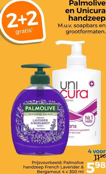 Trekpleister Palmolive en Unicura handzeep aanbieding