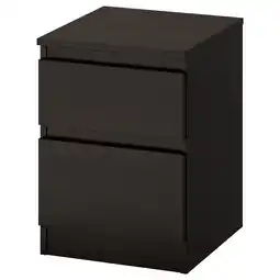 IKEA Kullen zwarte ladekast, nachtkastje met 3 lades, strak design, donkerbruin hout aanbieding