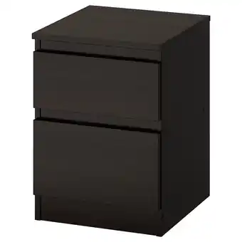 IKEA Kullen zwarte ladekast, nachtkastje met 3 lades, strak design, donkerbruin hout aanbieding