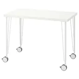 IKEA Wit linnmon bureau met metalen poten en wieltjes aanbieding