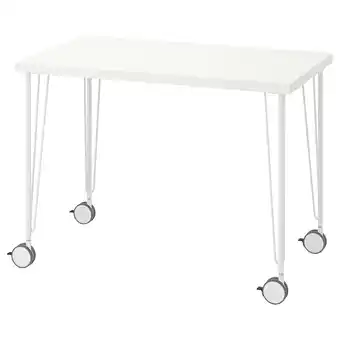 IKEA Wit linnmon bureau met metalen poten en wieltjes aanbieding
