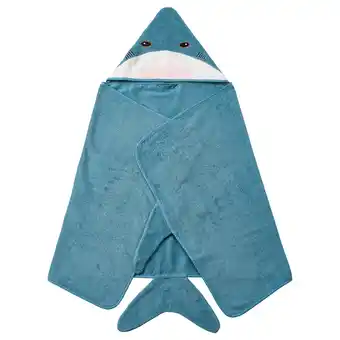 IKEA Blauwe haaivormige kinderhanddoek, zacht katoen, capuchon met ogen en mond aanbieding