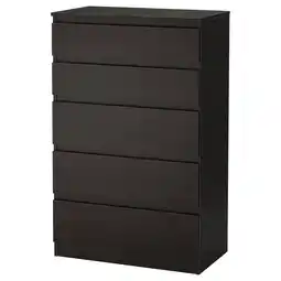 IKEA Zwarte kullen ladekast, rechthoekig met zes lades, strak minimalistisch design aanbieding