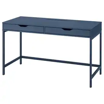 IKEA Blauw alex bureau met twee lades, minimalistische stijl, metalen poten, rechthoekige vorm aanbieding