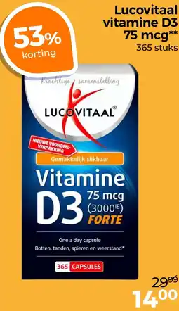 Trekpleister Lucovitaal vitamine D3 75 mcg aanbieding