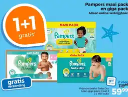 Trekpleister Pampers maxi pack en giga pack aanbieding