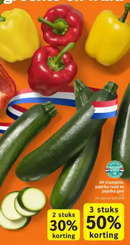 Albert Heijn AH Courgette, paprika rood en paprika geel aanbieding