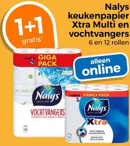 Trekpleister Nalys keukenpapier Xtra Multi en vochtvangers aanbieding