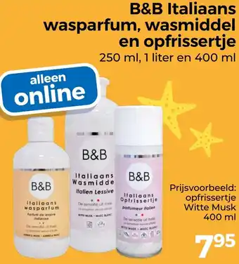 Trekpleister B&B Italiaans wasparfum, wasmiddel en opfrissertje aanbieding