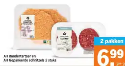 Albert Heijn AH Rundertartaar en AH Gepaneerde schnitzels aanbieding