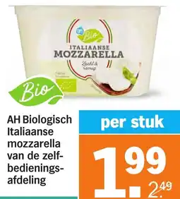 Albert Heijn AH Biologisch Italiaanse mozzarella van de zelfbedienings afdeling aanbieding