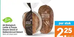Albert Heijn AH Biologisch Liefde & Passie Desem blond of Bakkersbrood Batard aanbieding