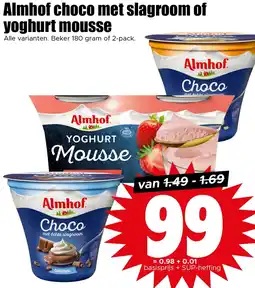 Dirk Almhof choco met slagroom of yoghurt mousse aanbieding