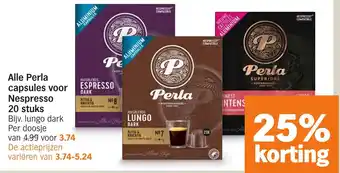 Albert Heijn Alle Perla capsules voor Nespresso aanbieding