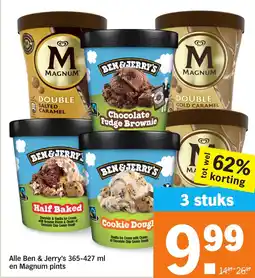Albert Heijn Alle Ben & Jerry's ml en Magnum pints aanbieding