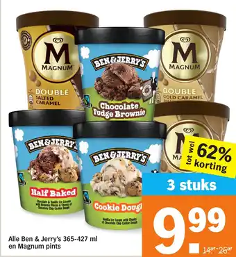 Albert Heijn Alle Ben & Jerry's ml en Magnum pints aanbieding