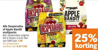 Albert Heijn Alle Desperados of Apple Bandit multipacks aanbieding