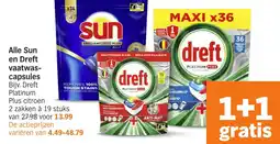 Albert Heijn Alle Sun en Dreft vaatwascapsules aanbieding