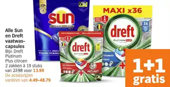 Albert Heijn Alle Sun en Dreft vaatwascapsules aanbieding