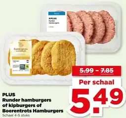 PLUS PLUS Runder hamburgers of kipburgers of Boerentrots Hamburgers aanbieding
