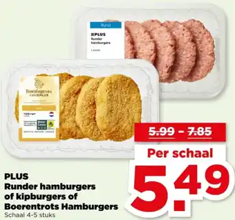PLUS PLUS Runder hamburgers of kipburgers of Boerentrots Hamburgers aanbieding