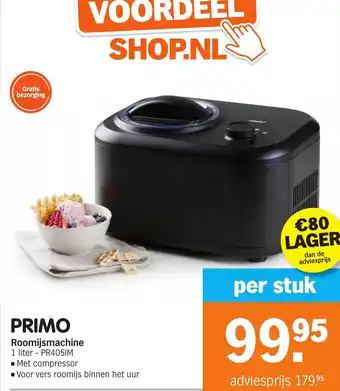 Albert Heijn PRIMO Roomijsmachine PR405IM aanbieding