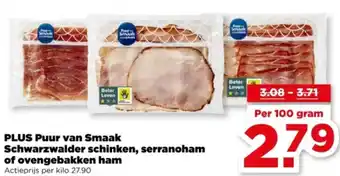 PLUS PLUS Puur van Smaak Schwarzwalder schinken, serranoham of ovengebakken ham aanbieding