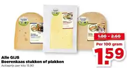 PLUS Alle GIJS Boerenkaas stukken of plakken aanbieding