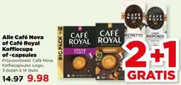 PLUS Alle Café Nova of Café Royal Koffiecups of capsules aanbieding