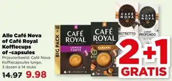 PLUS Alle Café Nova of Café Royal Koffiecups of capsules aanbieding