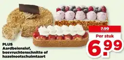 PLUS PLUS Aardbeienslof, bosvruchtenschnitte of hazelnootschuimtaart aanbieding