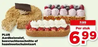 PLUS PLUS Aardbeienslof, bosvruchtenschnitte of hazelnootschuimtaart aanbieding