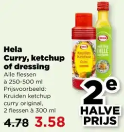 PLUS Hela Curry, ketchup of dressing aanbieding