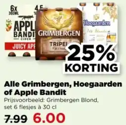 PLUS Alle Grimbergen, Hoegaarden of Apple Bandit aanbieding