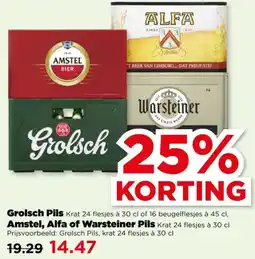 PLUS Grolsch Pils, Amstel, Alfa of Warsteiner Pils aanbieding