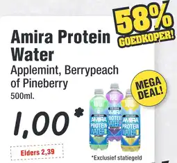 Budget Food Amira Protein Water Applemint, Berrypeach of Pineberry aanbieding