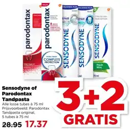 PLUS Sensodyne of Parodontax Tandpasta aanbieding