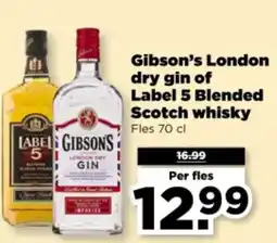 PLUS Gibson's London dry gin of Label 5 Blended Scotch whisky aanbieding