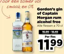 PLUS Gordon's gin of Captain Morgan rum alcohol free aanbieding