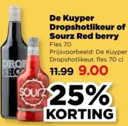 PLUS De Kuyper Dropshotlikeur of Sourz Red berry aanbieding