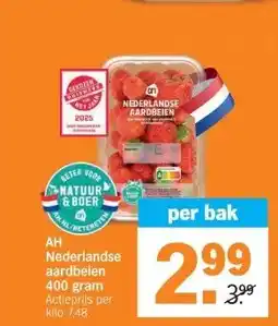 Albert Heijn Nederlandse aardbeien 400 gram aanbieding