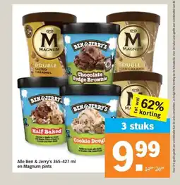 Albert Heijn Alle Ben & Jerry's 365-427 ml en Magnum pints aanbieding