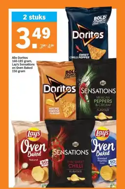 Albert Heijn Alle Doritos 160-185 gram, Lay's Sensations en Oven Baked 150 gram aanbieding