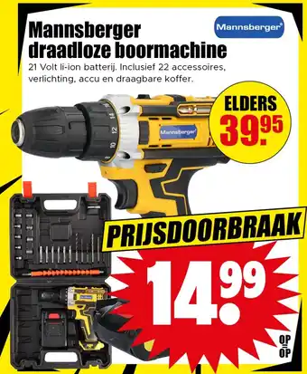 Dirk Mannsberger draadloze boormachine aanbieding