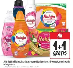 Wibra Alle Robijn klein & krachtig, wasmiddeldoekjes, dry wash, quickwash of capsules aanbieding